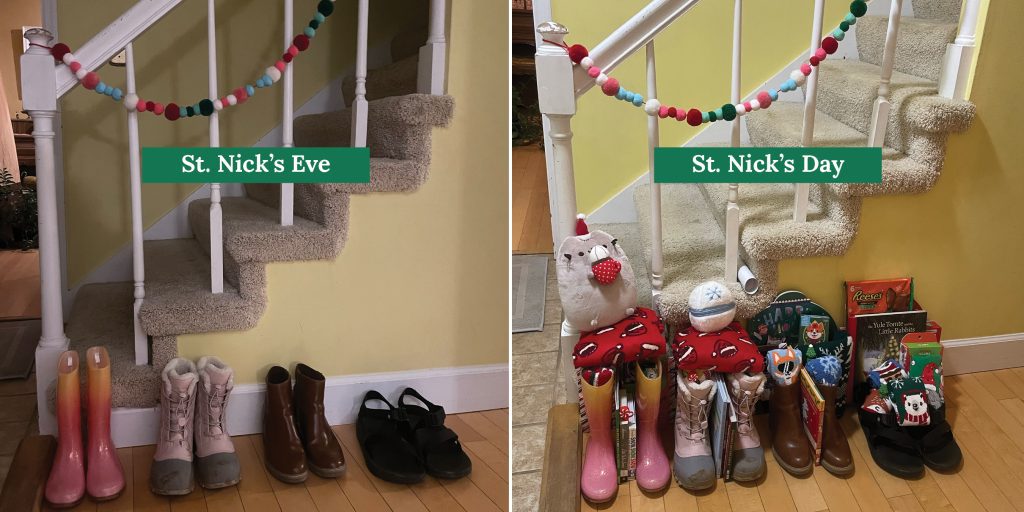 shoes out for St. Nick's Day gifts